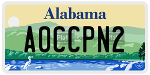 A0CCPN2  license plate in AL