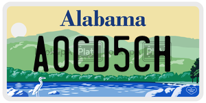 A0CD5CH license plate in Alabama