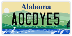 A0CDYE5  license plate in AL