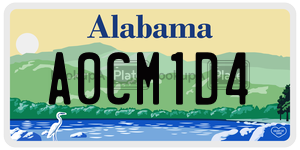 A0CM1D4  license plate in AL