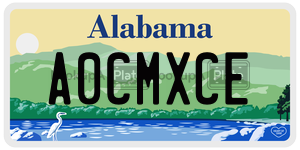 A0CMXCE  license plate in AL