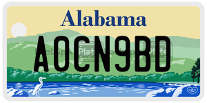 A0CN9BD  license plate in AL