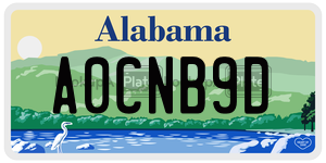 A0CNB9D  license plate in AL