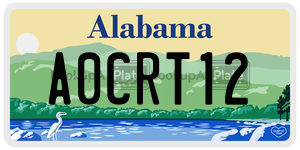 A0CRT12  license plate in AL