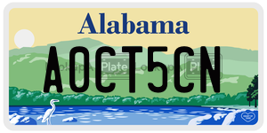 A0CT5CN  license plate in AL