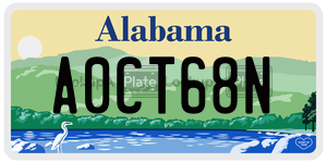 A0CT68N  license plate in AL