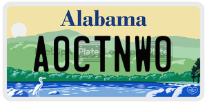 A0CTNW0  license plate in AL