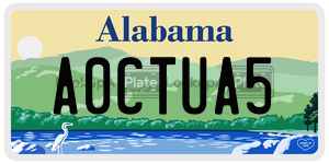 A0CTUA5  license plate in AL
