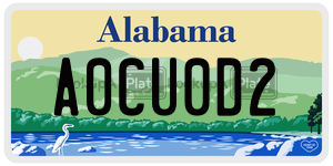 A0CU0D2  license plate in AL
