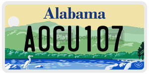 A0CU107  license plate in AL