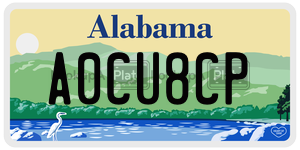 A0CU8CP  license plate in AL