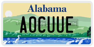 A0CUUE  license plate in AL