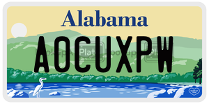 A0CUXPW  license plate in AL
