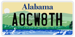 A0CW8TH  license plate in AL