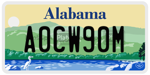 A0CW90M  license plate in AL