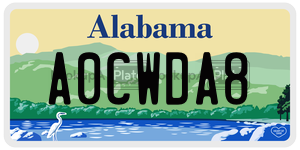 A0CWDA8  license plate in AL