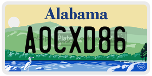 A0CXD86  license plate in AL