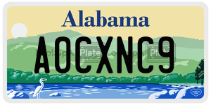 A0CXNC9  license plate in AL
