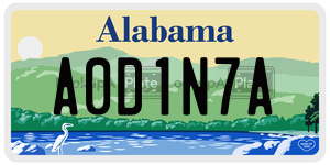 A0D1N7A  license plate in AL