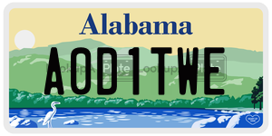A0D1TWE  license plate in AL
