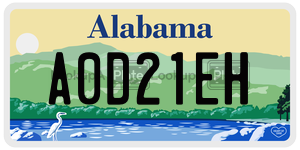 A0D21EH  license plate in AL