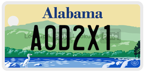 A0D2X1  license plate in AL