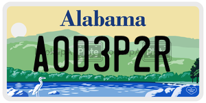 A0D3P2R  license plate in AL