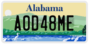 A0D48ME  license plate in AL