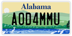 A0D4MMU  license plate in AL