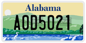 A0D5021  license plate in AL