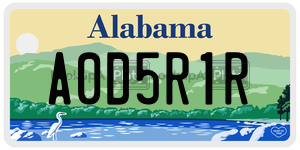 A0D5R1R  license plate in AL