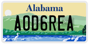 A0D6REA  license plate in AL
