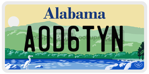A0D6TYN  license plate in AL