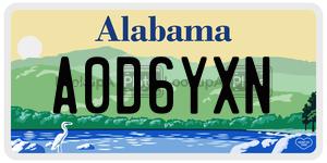 A0D6YXN  license plate in AL