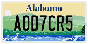 A0D7CR5  license plate in AL