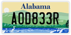 A0D833R  license plate in AL