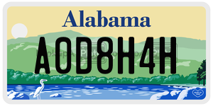 A0D8H4H  license plate in AL