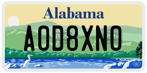 A0D8XN0  license plate in AL