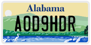 A0D9HDR  license plate in AL
