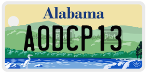 A0DCP13  license plate in AL