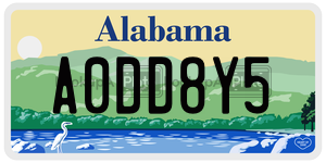 A0DD8Y5  license plate in AL