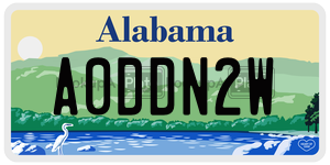 A0DDN2W  license plate in AL