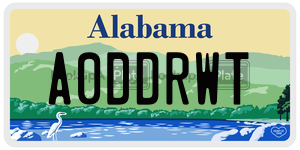 A0DDRWT  license plate in AL