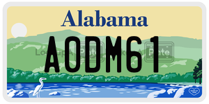 A0DM61  license plate in AL