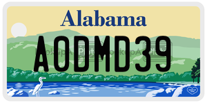 A0DMD39  license plate in AL