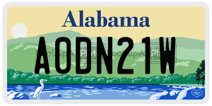 A0DN21W  license plate in AL