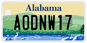 A0DNW17  license plate in AL