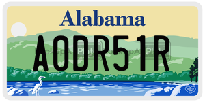 A0DR51R  license plate in AL