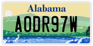 A0DR97W  license plate in AL