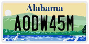 A0DW45M  license plate in AL